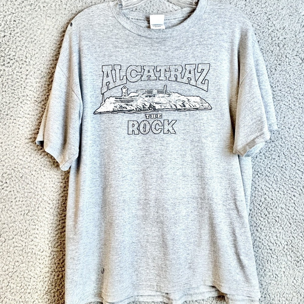 Vintage Alcatraz The Rock Gray Thin Graphic T Shirt Size Large